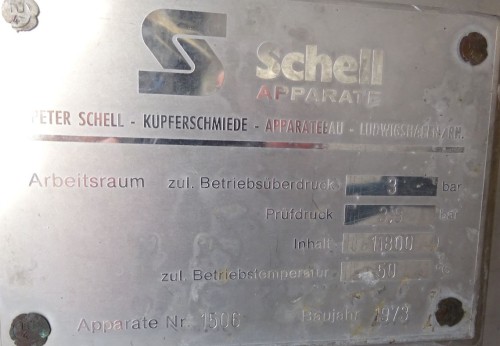 Behälter 11.800 Liter aus V2A, gebraucht, einwandig