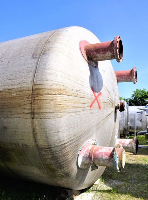 Druckbehälter 50.000 Liter aus V4A einwandig, gerbaucht