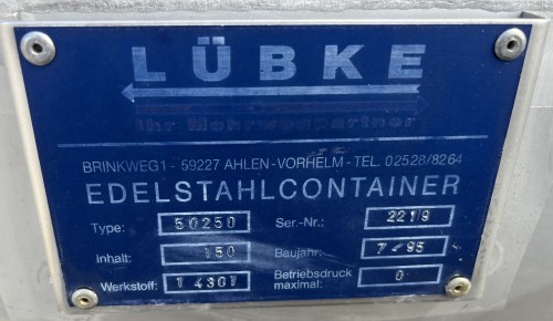 Container 150 Liter aus V2A, einwandig, gebraucht