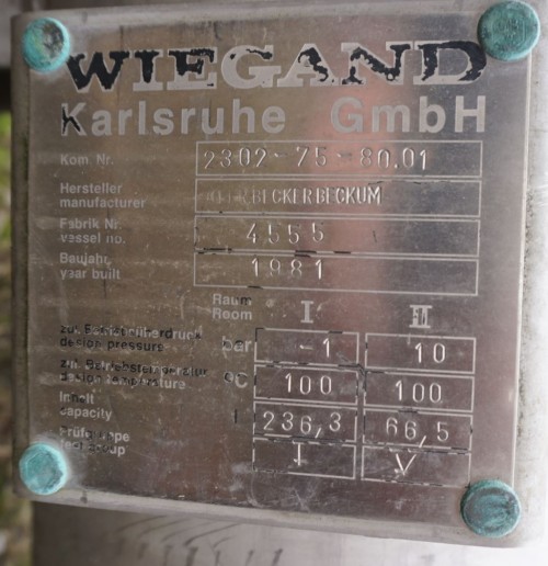 Wärmetauscher 236 Liter aus VA, gebraucht