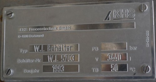 Behälter 3.440 Liter aus V2A, einwandig, gerbaucht