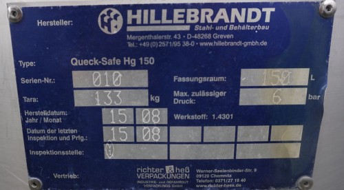 Druckbehälter 150 Liter aus V2A, einwandig, gebraucht